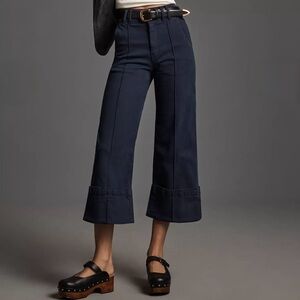 Anthropologie Pilcro Cuffed Cropped Wide Leg Pants Navy Size 30P